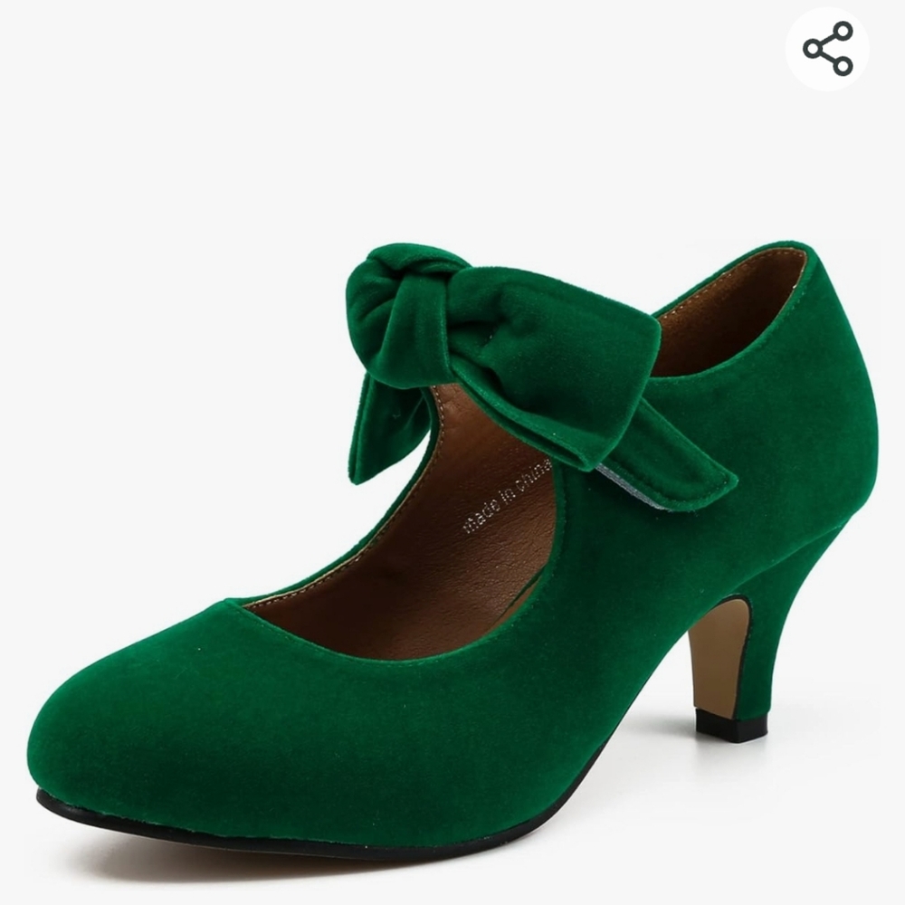 Elegant Green Bow Women's Shoes